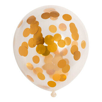 Confetti-ilmapallo, paperikonfettiä, metalleikulta 30cm, 6kpl