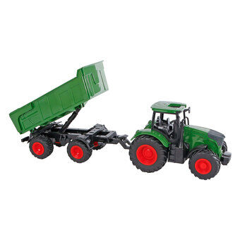 Kids Globe -traktori perävaunulla, vihreä, 41 cm