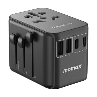 MOMAX 1-World 35W Universal PD-pikalatausvirtasovitin Global Travel 5 porttia + AC-pistorasian muunnin