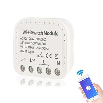EW-WiFi-S01 16A WiFi DIY Switch APP -kaukosäädin tukee 2-suuntaista ohjausta Smart kodin automaatiomoduulia