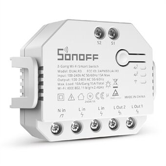 SONOFF DUALR3 2 Gang WiFi Smart Light Switch 2-suuntainen DIY Breaker Module -kaukosäädin virtamittarilla