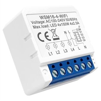 AVTTO WSM16 4-Gang Smart WiFi Switch APP ääniohjaus Kaksisuuntainen ohjain DIY valokytkinmoduuli