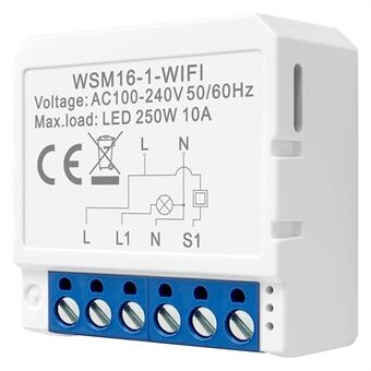 AVTTO WSM16 1-Gang Dual Way Control Smart WiFi Switch APP Ääniohjaus DIY valokytkinmoduuli
