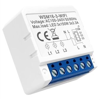 AVTTO WSM16 3-Gang Smart WiFi Switch APP Ääniohjaus Mini DIY valokytkinmoduuli