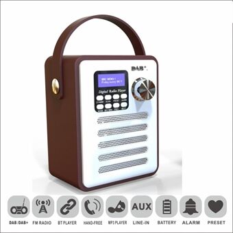 Kannettava DAB-H6 Wood DAB digitaalinen radiosoitin Bluetooth MP3-soitin Tuki TF-korttia ja Flash -levyä