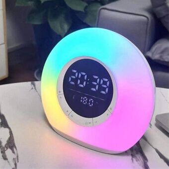 P11 All-in-one Portable FM Radio Bluetooth Speaker Thermometer Digital Alarm Clock Color Changing Dimmable LED Night Light (CE Certified)