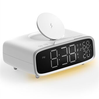 MOMAX Q.CLOCK5 monitoimiladattava Bluetooth-kaiutin LED digitaalinen herätyskello Tuki Puhelimen langaton lataus - Valkoinen