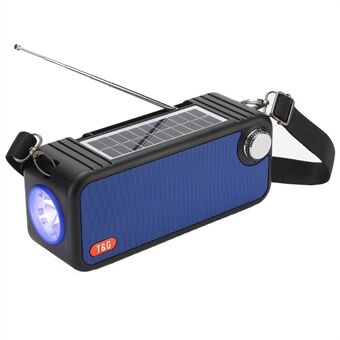 T&G TG637 Solar ladattava Bluetooth-kaiutin Outdoor FM-radio TF Card Stereo-subwoofer LED-taskulamolla