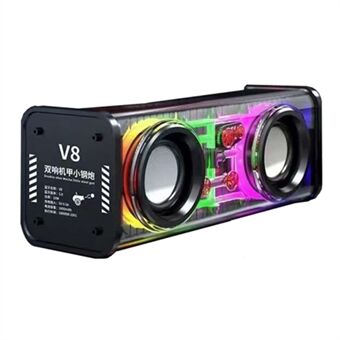V8 Transparent Mecha Music Speaker Bluetooth 5.0 Langaton subwoofer RGB-valolla