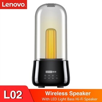LENOVO L02 Portable Wireless Speaker Bluetooth 5.0 True Wireless Stereo Music Player with LED Light High Boom Deep Bass HiFi Sound Speaker with Mic - Black