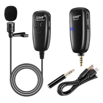 U12G UHF Langaton Lavalier-mikrofoni Käännettävä 50m HD-äänihaastattelu äänentallennusmikrofoni lähetin-vastaanottimella