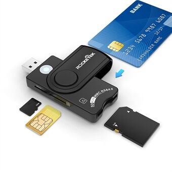 ROCKETEK CR310 USB 2.0 Smart SD TF ID SIM -pankkikorttiliittimen sovitin