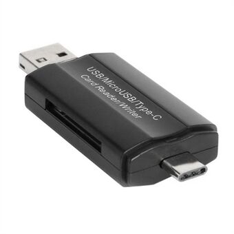 DM-HC45 3-in-1 USB / Micro USB / Type-C TF-muistikortinlukija tiedonsiirtosovitin OTG-keskitin puhelimen tablettitietokoneelle