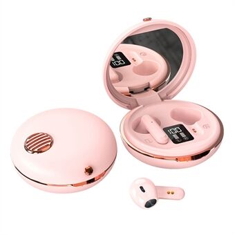 Langattomat HXSJ S28 -kuulokkeet tytöille TWS-nappikuulokkeet meikkipeilillä, LED-näyttö, Bluetooth V5.3 -kuulokkeet matka-harjoitteluun