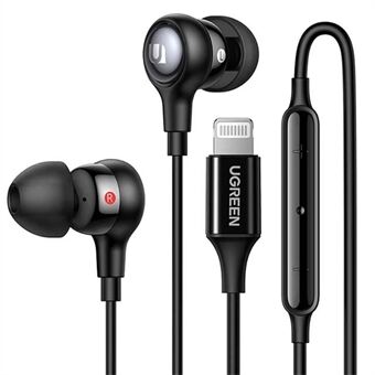 UGREEN 30631 HiTune Lightning Headset In-Ear kuulokkeet Langalliset nappikuulokkeet mikrofonilla Yhteensopiva iPhone 13 Pro Max 12 11 SE XR XS X iPad Air Mini (MFi-sertifioitu) kanssa