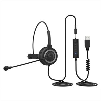 DANYIN BH69 Call Center 3,5 mm / USB-kuulokkeet Puhelinkuulokkeet mikrofonilla Business Langalliset kuulokkeet kannettavalle tietokoneelle - musta