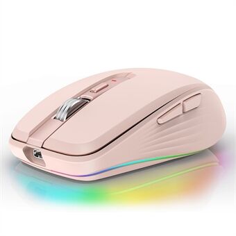 FMOUSE M303 Langaton Bluetooth-hiiri, kaksoistila (Bluetooth 5.1 + USB) 2,4 GHz:n langaton Bluetooth-hiiri Ladattava hiljainen tietokonepelihiiret RGB-valoilla