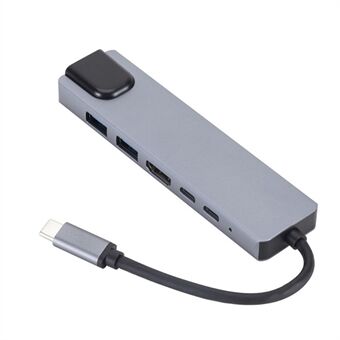 6 in 1 USB Type-C Hub Adapter Dock 4K HDMI PD RJ45 Ethernet-kortinlukijalla