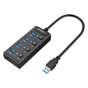 ORICO W9PH4-U3 4-porttinen USB 3.0 Faceup Design HUB yksittäisillä virtakytkimillä ja LED-valoilla