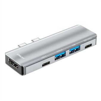 ENKAY HAT Prince Dual Type-C -portin telakointiasema USB-C-keskitin USB3.0+USB2.0+USB-C+HD 4K+PD-lataussovitin MacBook Pro / Airille