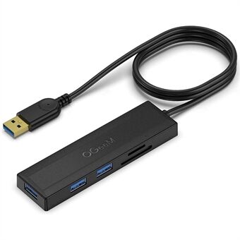 QGEEM QG-UH05-1A 5 in 1 Ultra ohut USB A -telakointiasema Moniporttinen USB-keskitin 3 USB 3.0 SD / TF -kortinlukijaadapteriin 0,8 metrin pidennetyllä kaapelilla