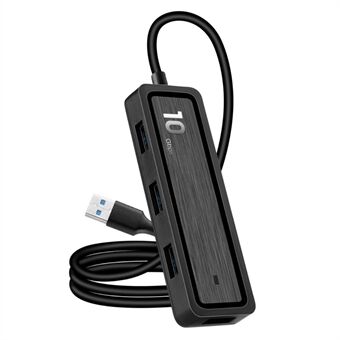 USB 3.0 HUB Expander, jossa on 4xUSB 3.2 + 2x Card Reader -paikat SD- ja TF-korttitukeen 10 Gbps nopeaa tiedonsiirtoa varten