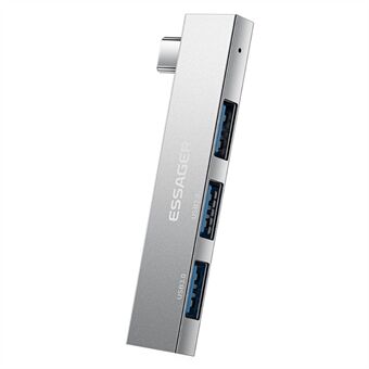 ESSAGER 3-in-1 USB-keskittimen jakaja 1 USB3.0 + 2 USB2.0-porttia alumiiniseossovitin Type-C-tablet-kannettavalle