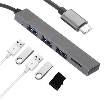 4-porttia Type-C - USB2.0 TF Card Slot Splitter Hub Adapter Support OTG for MacBook Pro/ Air