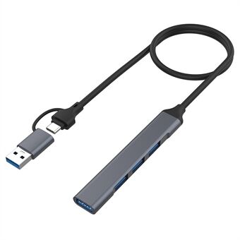 2-in-1 USB-C / USB-A HUB-sovitin kannettavalle tietokoneelle 4-porttinen USB2.0 3.0 jakotelakointiasema hiirelle, näppäimistölle
