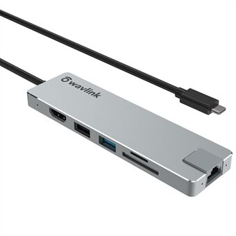 WAVLINK UHP3409 7-in-1 Type-C PC HUB -muunnin USB-C-telakointiasemalla HD 4K / 30Hz, PD 100W, SD / TF-korttipaikka