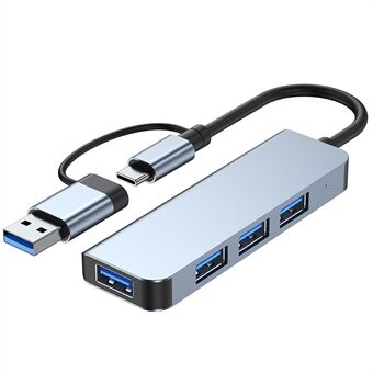 2013TU USB3.0 / Type-C 2-in-1 -jakaja 4 USB3.0-porttia USB-keskitin Puhelin Kannettava tietokonesovitin