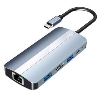 2205 8-in-1-telakointiasema, monitoiminen Type-C-keskitin, Type-C-USB 3.0 -portit / 2 x 2.0-portit, SD-/TF-kortinlukijan USB-muunnin Macbookille