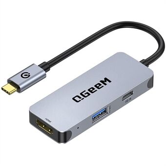QGEEM UH03-1 3 in 1 -telakointiasema monitoiminen C-tyypin keskitinsovitin USB-C - HD / PD 100 W / USB-muunnin