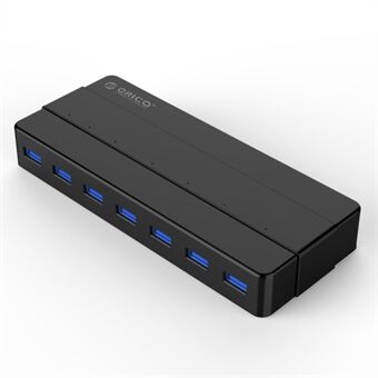 ORICO H7928-U3 7-porttinen USB 3.0 -pöytäkeskitin 12 V / 2 A virtalähteellä