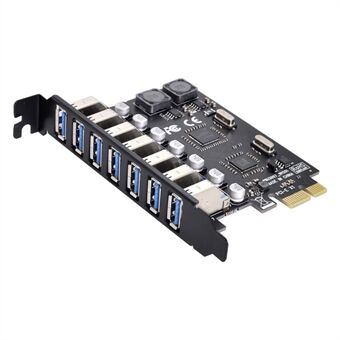 U3-019-7P 7 porttia 5 Gbps PCI-E - USB 3.0 HUB PCI Express -laajennuskorttisovitin NEC+VLI-kaksoissirulla