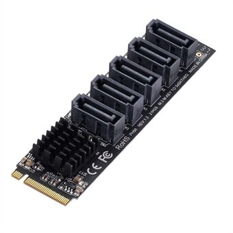 SA-004 22x80mm NGFF NVME M-Key PCI Express - SATA 3.0 5-porttinen sovitinkorttimuunnin kiintolevyn laajennuskortin tuki 6 Gbps tiedonsiirto JMB585 2280