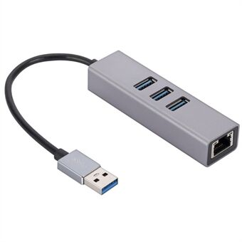 USB-A - RJ45 Ethernet + 3xUSB 3.0 -porttisovitin USB 3.0 - 10 / 100 / 1000 Mbps verkko-LAN-kaapelin muunnin