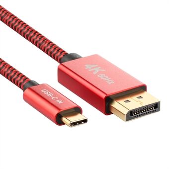 2 m / 6 jalan USB C-DP-kaapelimuunnin 4K 60 Hz USB-C-DisplayPort-sovitinkaapeli Tiedonsiirto Yhteensopiva Thunderbolt 3:n kanssa