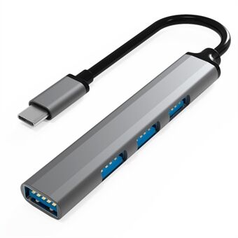 U4-C USB C -keskitin 3xUSB 3.0 + USB 2.0 -muunnin Kannettava tiedonsiirto Type C -keskitinsovitin Soveltuu kannettavalle tietokoneelle / kannettavalle tietokoneelle / USB- Flash / mobiilikiintolevylle / hiirille