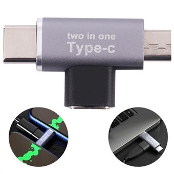 Type-C Female to Type-C Male + Micro USB Male 2-in-1 Mobile Phone Charging Adapter