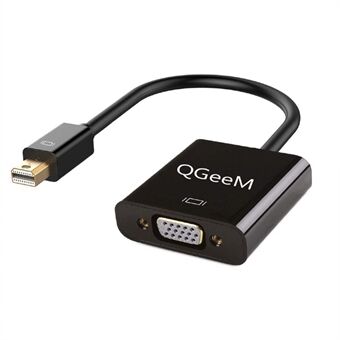 QGEEM QG-HD17 Mini DP-VGA-sovitin Mini Displayport Kullattu uros-VGA-naarasmuunnin, joka on yhteensopiva MacBook Air / Pro/ Surface Pro/ näyttöjen kanssa