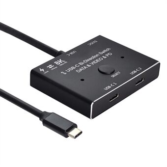 UC-161 0,5 m USB-C kaksisuuntainen kytkin MST 1 - 2 Type-C keskitinsovittimen tuki Video 8K / 30Hz, 10Gbps Data, PD 100W