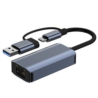 2207 USB-A / Type-C - RJ45 LAN-porttisovitin USB3.0 / USB-C - Gigabit verkkoliitäntä