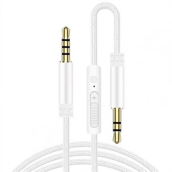 1,2 m kuulokekaapeli Audiojatkokaapelin pistoke 3,5–3,5 mm uros-uros Aux-kaapelin johto liukuvalla äänenvoimakkuuden säätömikrofonilla