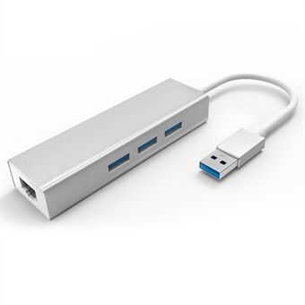 Sovitin, jossa 3 porttia USB 3.0 Gigabit Ethernet Hub RJ45 Lan verkkoporttikortti Windows XP / 7/8 / Mac OS