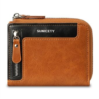 SUNICETY PU-nahkavetoketju Miesten Taitettava lompakko RFID-estokortit Käteinen säilytyslaukku