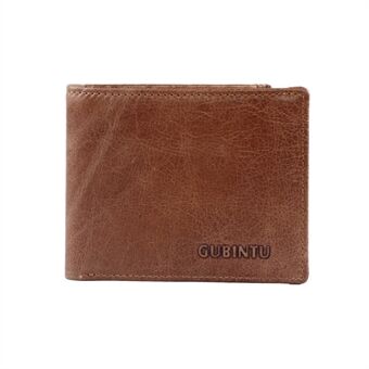 GUBINTU miesten vintage-tyylinen lyhyt lompakko päällyskerros aitoa nahkaa kaksinkertainen kukkaro - ruskea