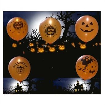 5 kpl / sarja 12 tuuman Halloween-valaiseva ilmapallo LED-välähdys ilmapallot (satunnainen väri, satunnainen kuvio)