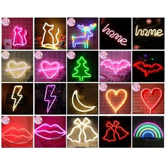 Neonikilpi LED-neonvalo USB-/paristolaturilla varustettu seinävalo makuuhuoneeseen, kotibaariin, juhliin, festivaaleille, jouluun ja hääjuhliin - sateenkaaren muotoinen