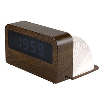 Y1 puinen herätyskellon aikanäyttö Värikäs Creative kirjan muotoinen kevyt pöytäkone, ladattava Smart herätyskello